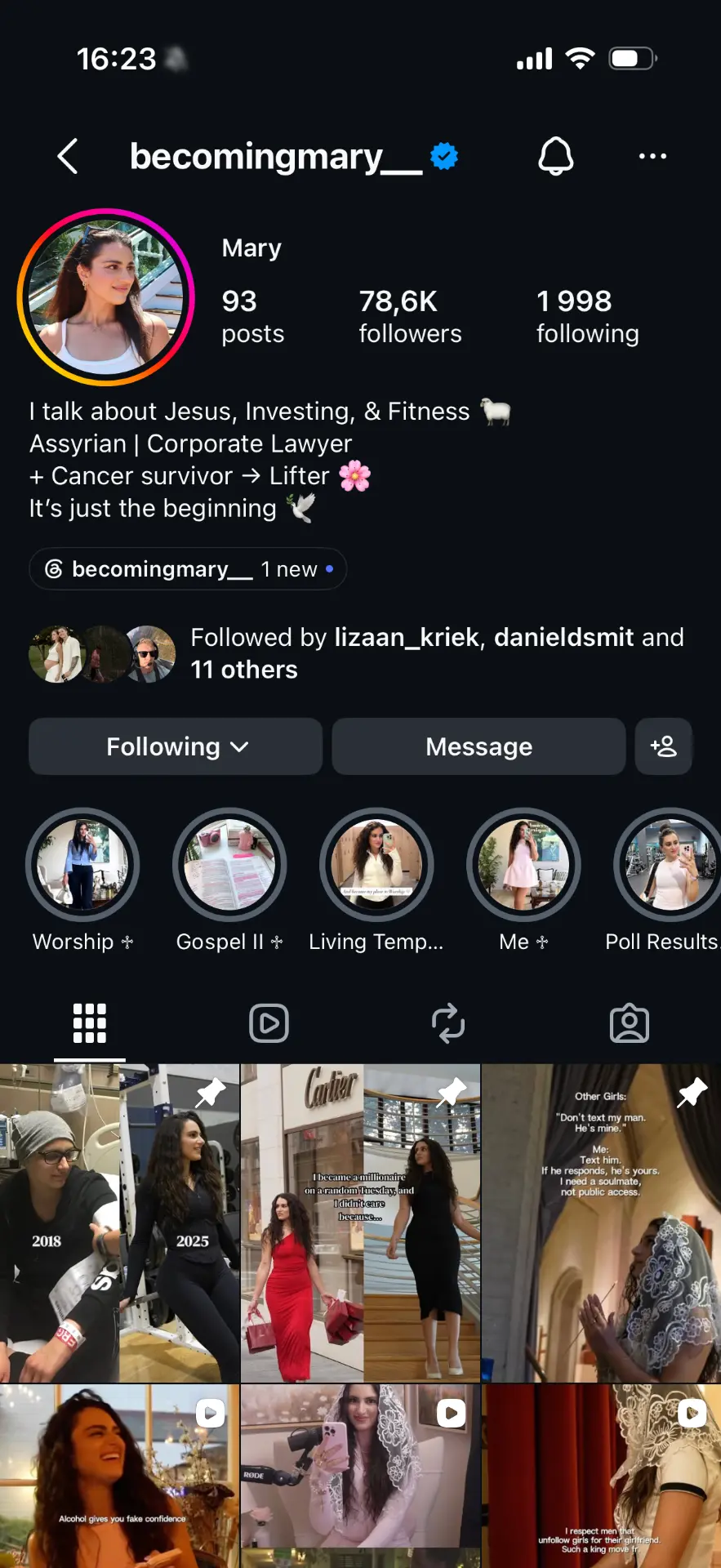 Mary Instagram profile with 78.6K followers