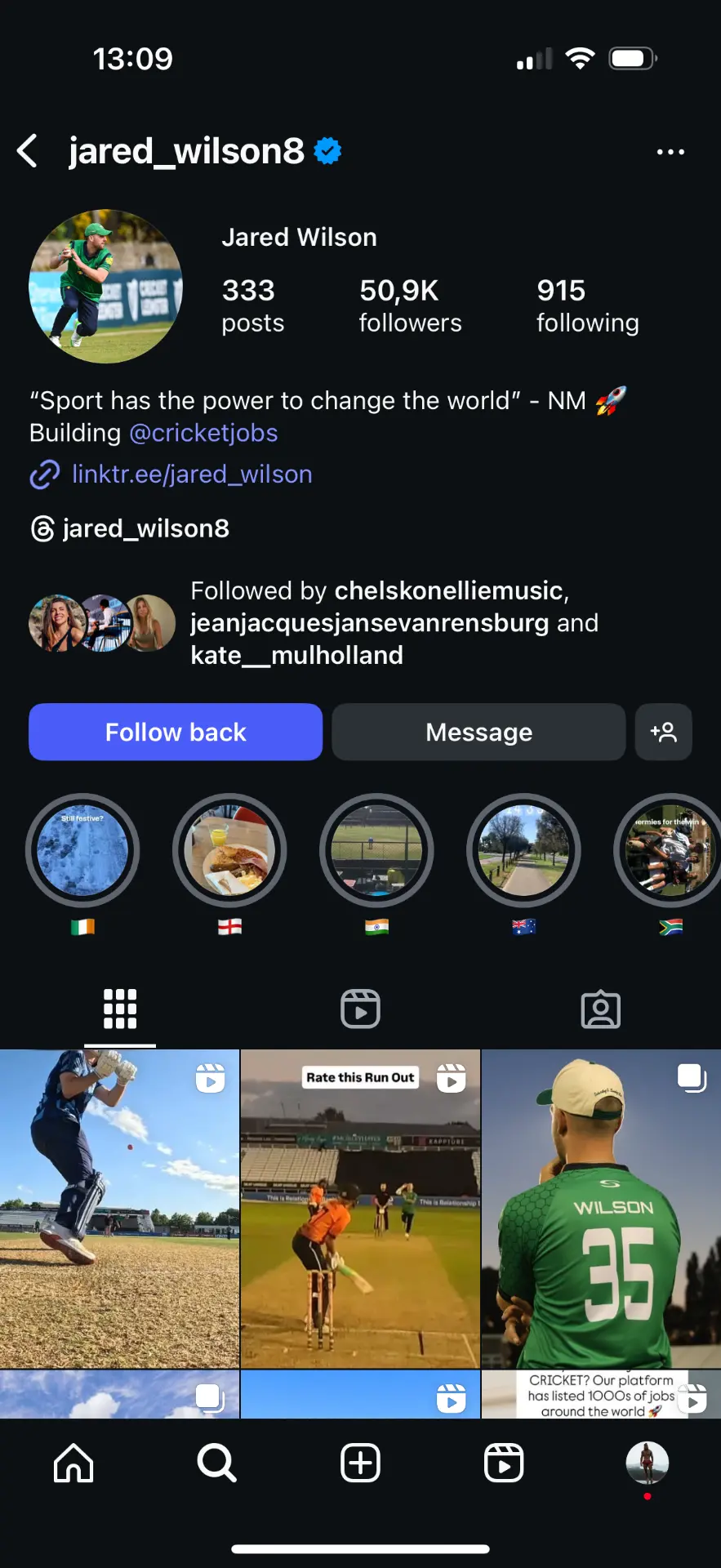 Jared Wilson Instagram profile with 50.9K followers