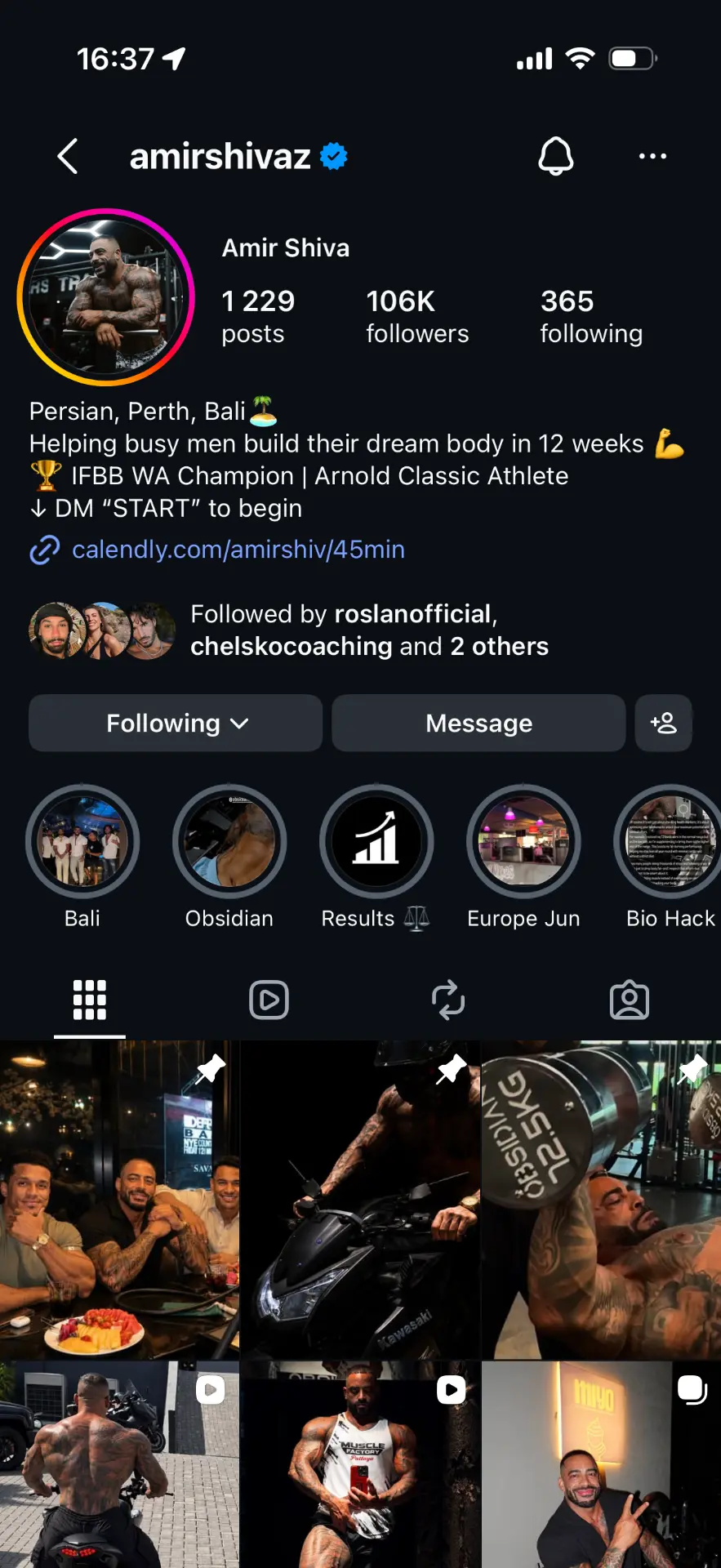 Amir Shiva Instagram profile with 106K followers