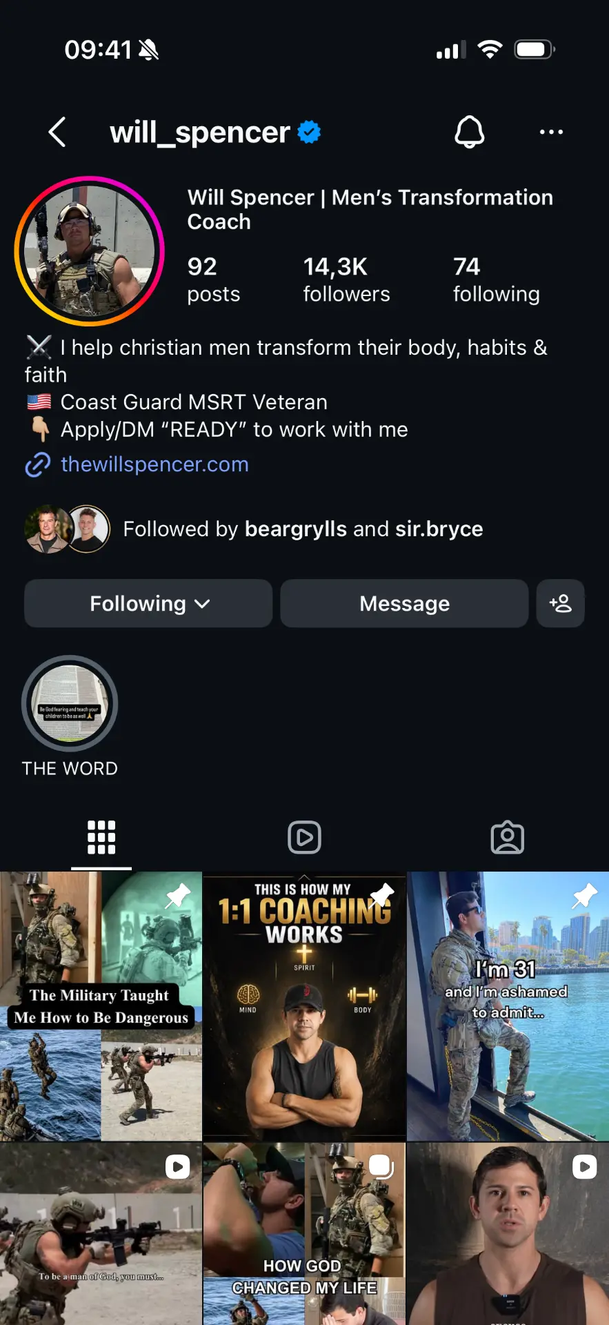 Will Spencer Instagram profile with 14.3K followers